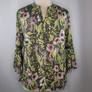 Cato Green & Pink Floral Bell SleeveBlouse‎